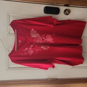 Pink tee shirt with floral print, Liz&Me, 4X